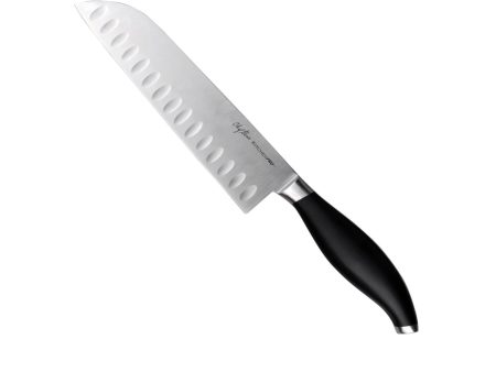 Kitchen Pro Chef Gene Gonzales Flair Collection Stainless Santoku Knife 7  with Black Handle For Cheap