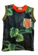 Landmark Muscle Set Cool Dude with Leaves Patch Pocket Print and Plain Shorts Olive Orange Supply