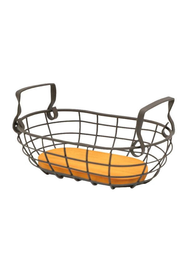 Landmark Receiving Oblong Basket with Rustic Handle 26 x 13 x 6cm Online Sale