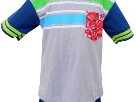 Landmark Short Set T-shirts With Bombi Pocket Football Print Knight Blue Gray Online Sale