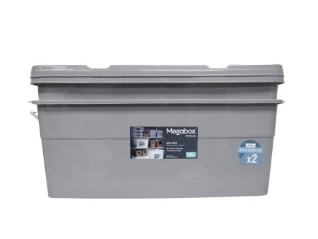 Megabox Storage Box 58L Set of 2 66.5 x 45 x 26.5cm (MG-683S) - Gray Discount