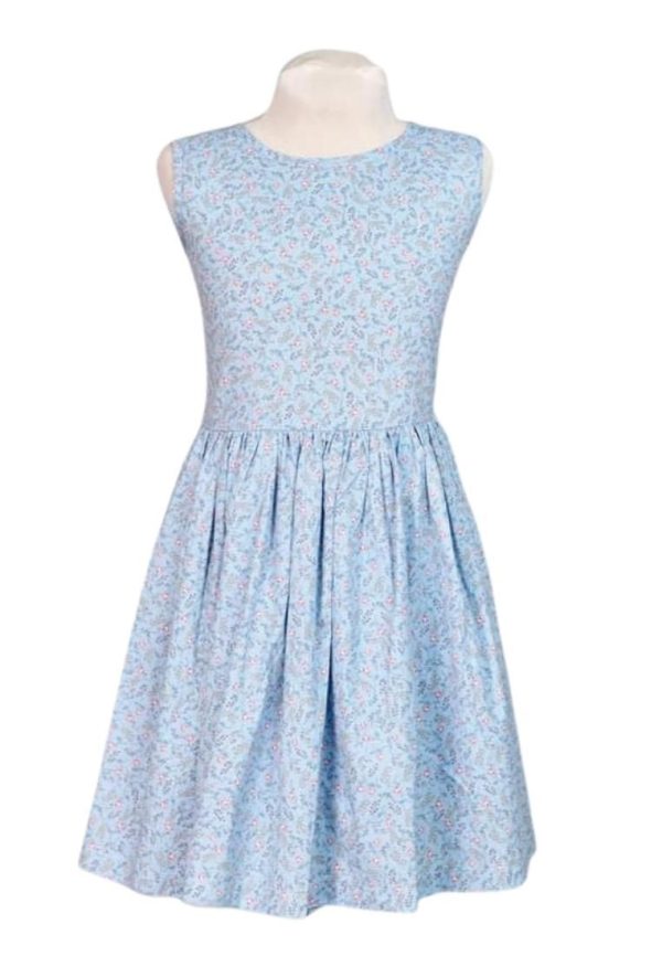 Landmark Round Neck Dress Sleeveless V-Back with Tie Knot Floral Print - Floral Blue Online Sale