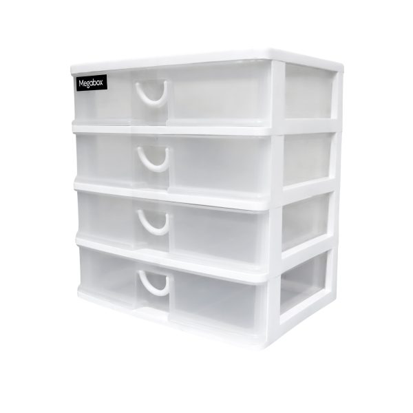 Megabox 4-Layered Medium Mini Drawer 34 x 24 x 36cm (MG-168S-4L) - White For Sale