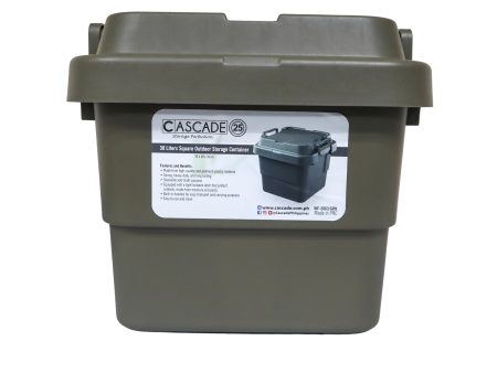 Cascade Square Outdoor Storage Container 30L 39 x 38 x 36cm - Green For Discount