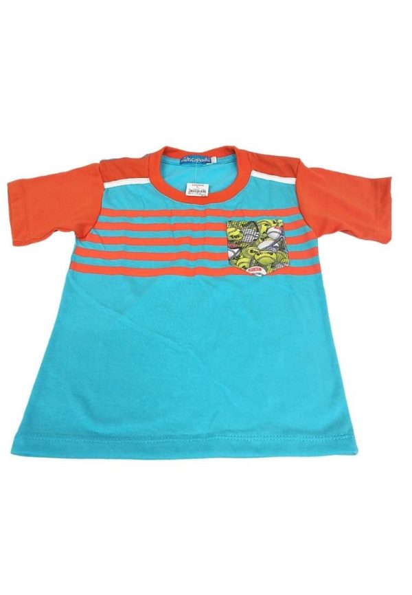 Landmark Short Set Orange Aqua with Tennis-Print Pocket Tshirt Supply