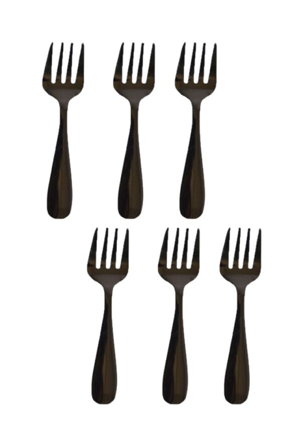 6piece Dessert Fork with Plastic Packaging - Black Hot on Sale